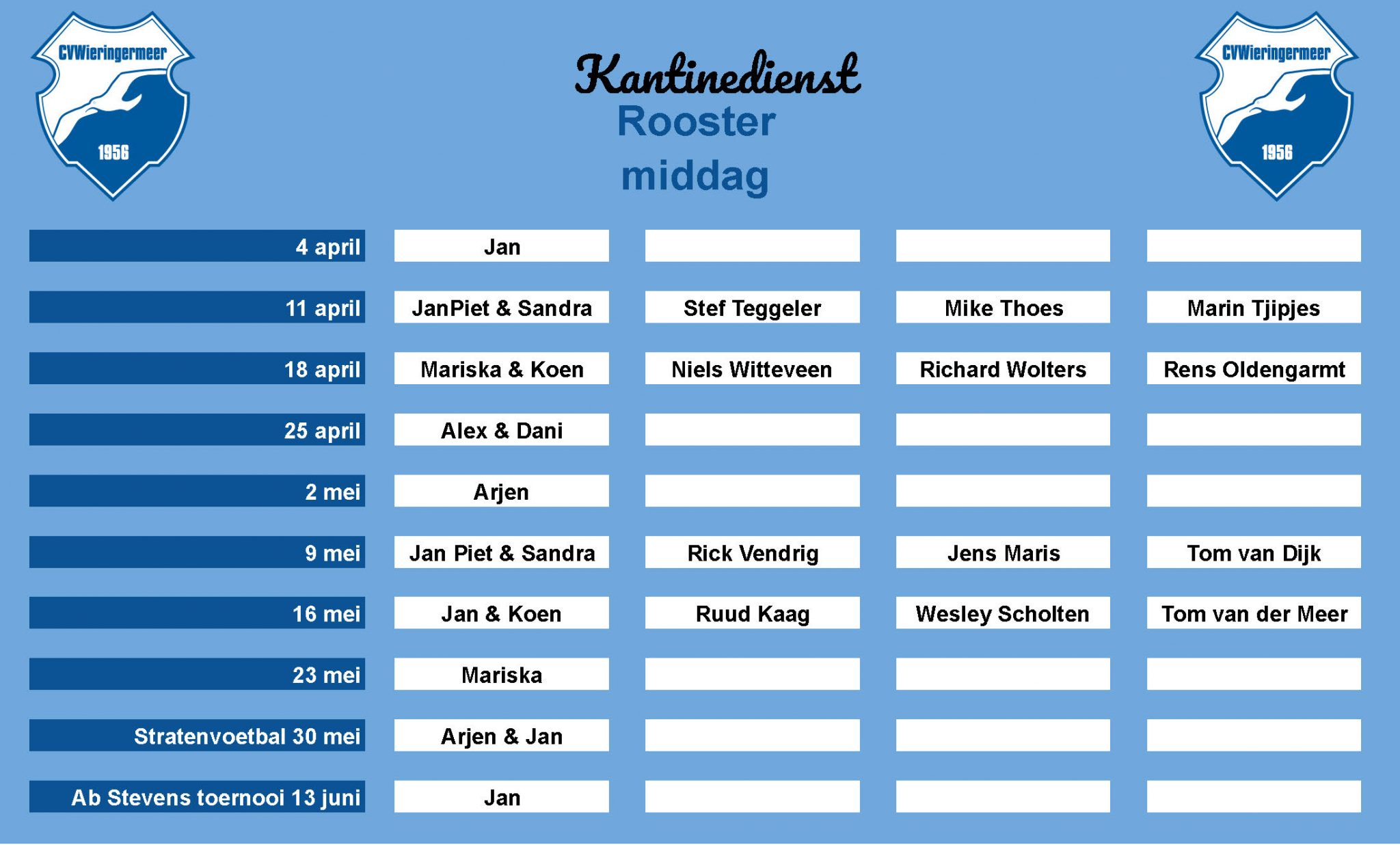 Kantinediensten April - Juni