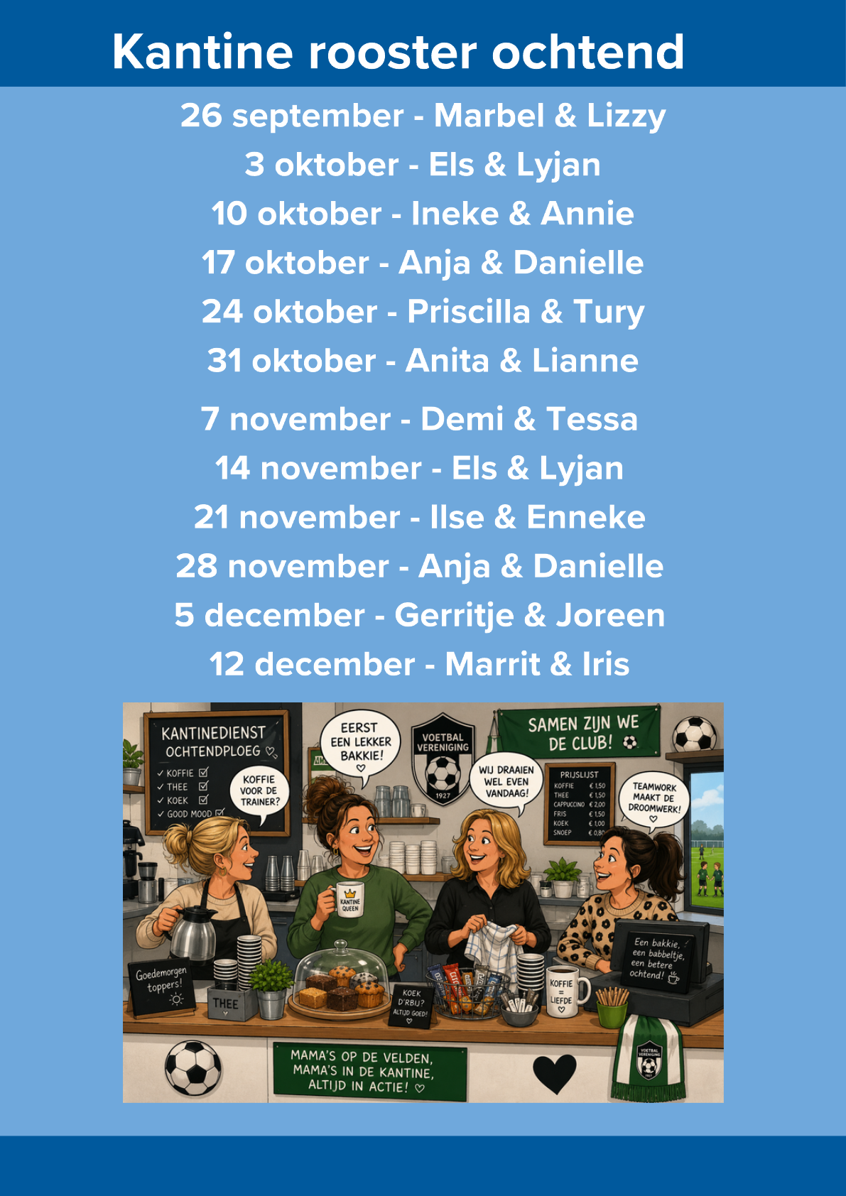Kantinediensten ochtend September - December